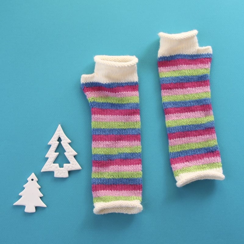 データ版レシピ「ボーダーカラー糸で編むアームウォーマー」 | しずく