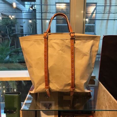 帆布トートバッグMサイズ　ベージュ×キャメル