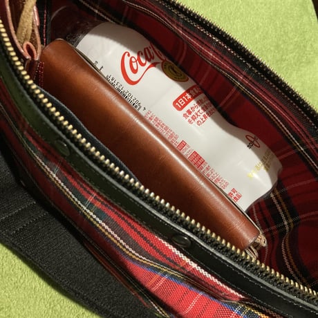 帆布ボディバッグーS　チェック柄　赤