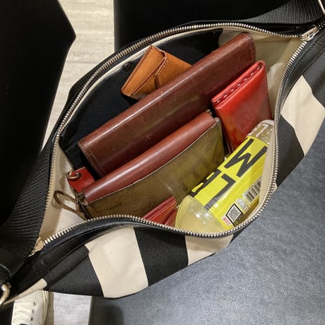 帆布ボディバッグーM　チェック柄　黄色