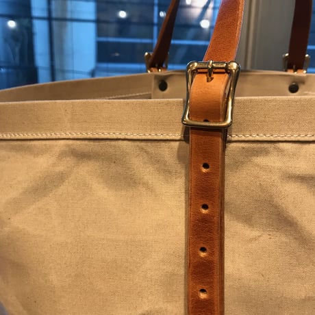 帆布トートバッグMサイズ　ベージュ×キャメル