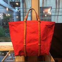 帆布トートバッグMサイズ　赤×キャメル