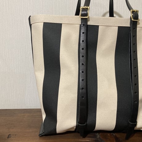 ストライプ　帆布トートバッグ Mサイズ