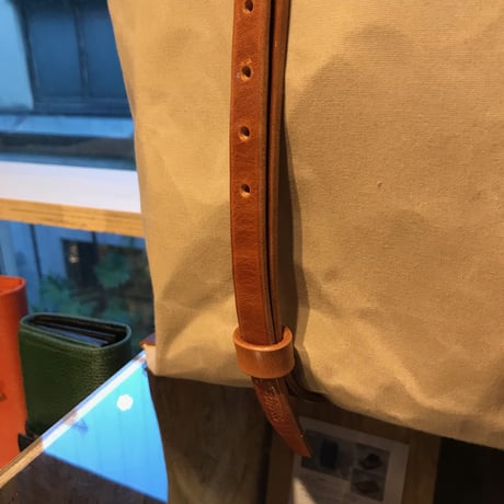 帆布トートバッグMサイズ　ベージュ×キャメル