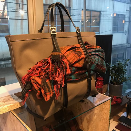 帆布トートバッグMサイズ　ベージュ×キャメル