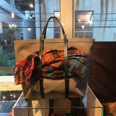 帆布トートバッグMサイズ　グレー×黒