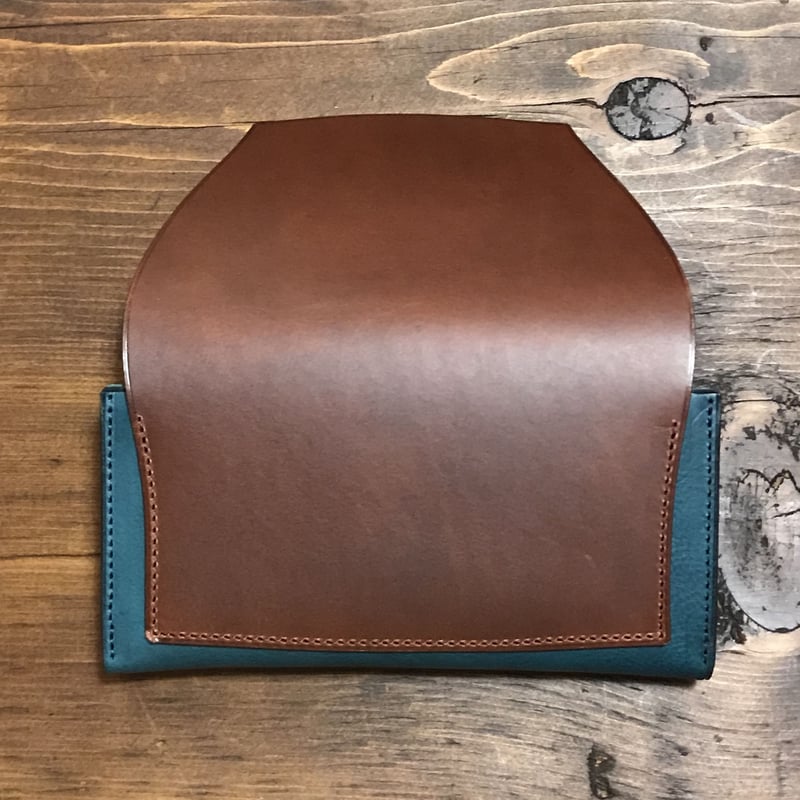 Dew-003 長財布（スリム版）青×赤茶 | m.ripple web shop