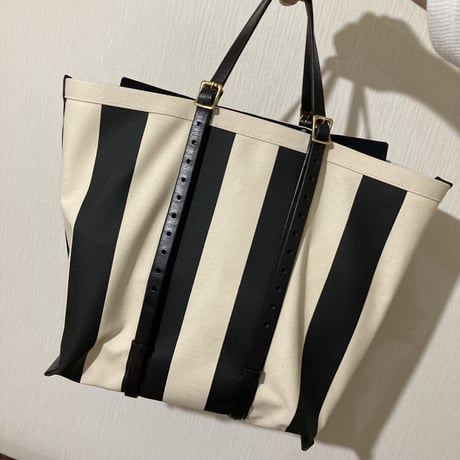 チェック　赤　帆布トートバッグ　Mサイズ