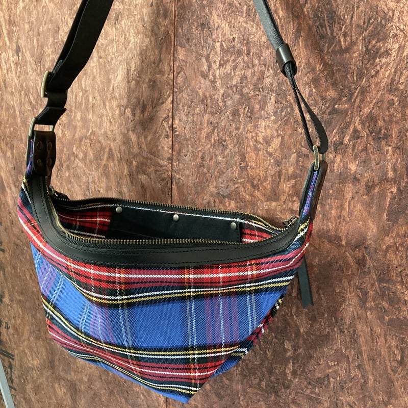帆布ボディバッグーS チェック柄青 | m.ripple web shop