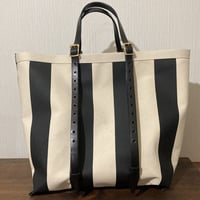 ストライプ　帆布トートバッグ Mサイズ