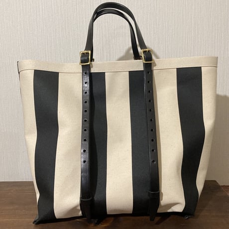ストライプ　帆布トートバッグ Mサイズ