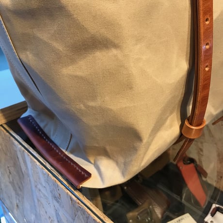 帆布トートバッグMサイズ　ベージュ×キャメル