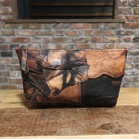 【泥染革パッチワーク】ポーチMサイズ