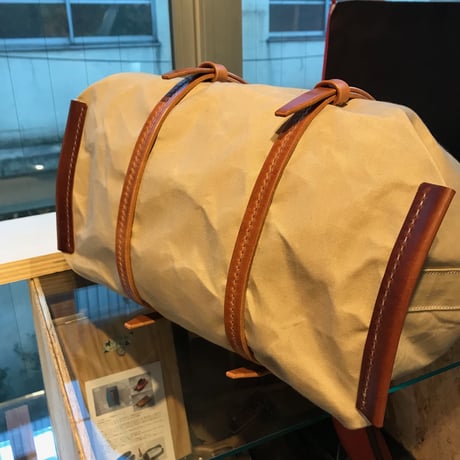帆布トートバッグMサイズ　ベージュ×キャメル