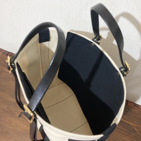 ストライプ　帆布トートバッグ Mサイズ