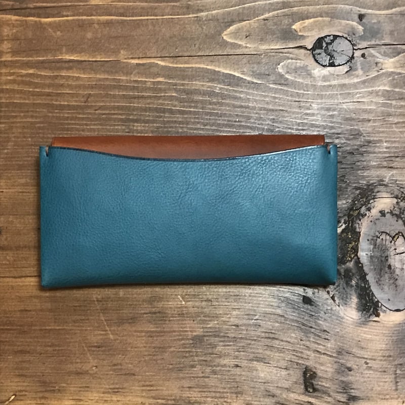 Dew-003 長財布（スリム版）青×赤茶 | m.ripple web shop