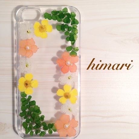 【受注製作39】iphone5/5sケース 本物のお花使用 スマホ