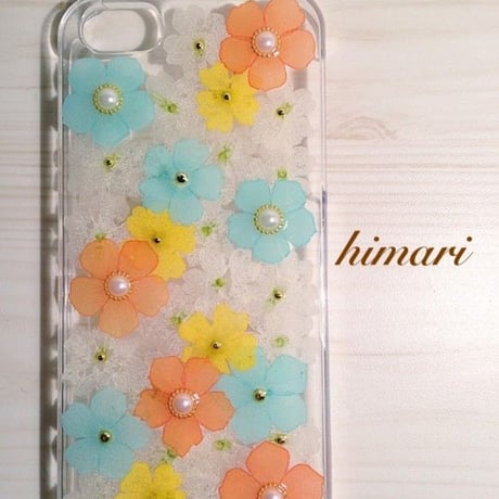 【受注製作36】iphone5/5sケース 本物のお花使用 スマホ