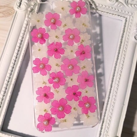 【受注製作76】iphone5/5sケース 本物のお花使用 スマホ