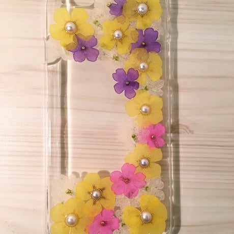 【受注製作59】iphone5/5sケース 本物のお花使用 スマホ