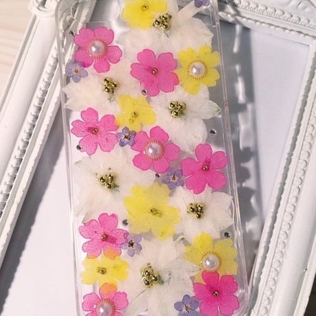 【受注製作78】iphone5/5sケース 本物のお花使用 スマホ