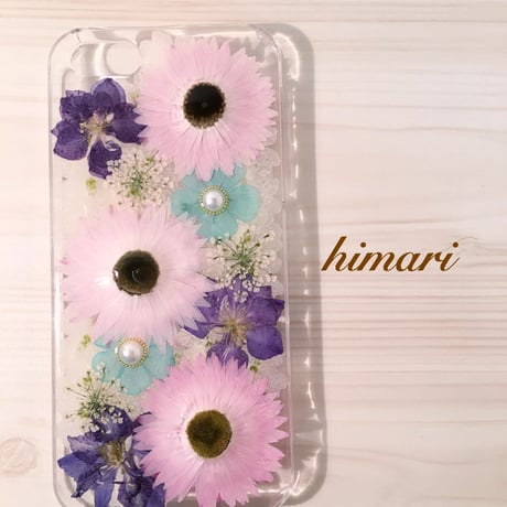 【受注製作55】iphone5/5sケース 本物のお花使用 スマホ