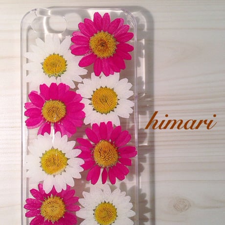 【受注製作47】iphone5/5sケース 本物のお花使用 スマホ