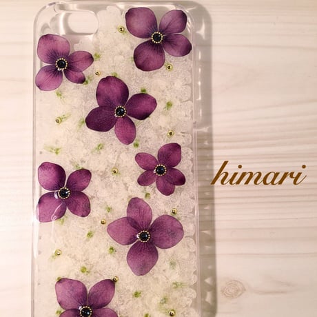 【受注製作53】iphone5/5sケース 本物のお花使用 スマホ