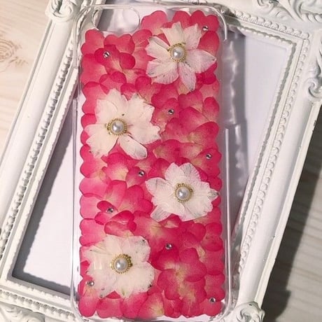 【受注製作75】iphone5/5sケース 本物のお花使用 スマホ