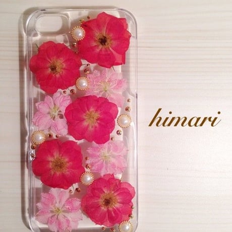 【受注製作20】iphone5/5sケース 本物のお花使用 スマホ