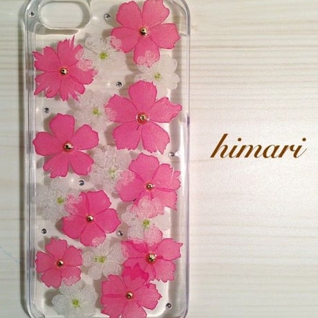 【受注製作32】iphone5/5sケース 本物のお花使用 スマホ