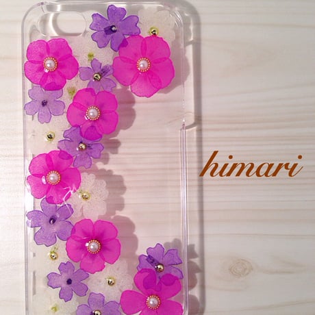 【受注製作46】iphone5/5sケース 本物のお花使用 スマホ