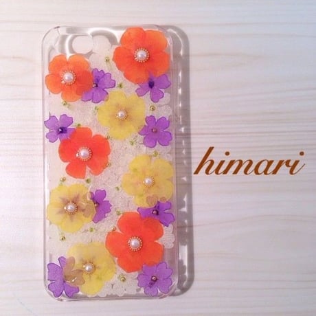 【受注製作29】iphone5/5sケース 本物のお花使用 スマホ