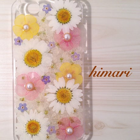 【受注製作44】iphone5/5sケース 本物のお花使用 スマホ