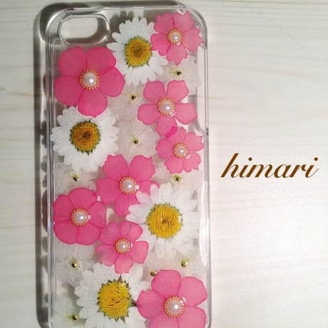 【受注製作37】iphone5/5sケース 本物のお花使用 スマホ
