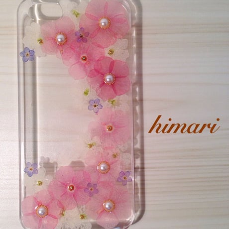 【受注製作43】iphone5/5sケース 本物のお花使用 スマホ