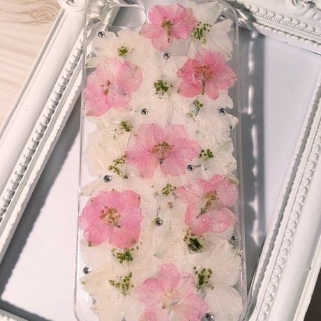 【受注製作77】iphone5/5sケース 本物のお花使用 スマホ