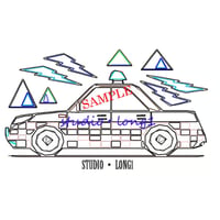 塗り絵・イラスト素材！自動車のデジタルカラー線画（パトカー）Coloring book・Calendar material！