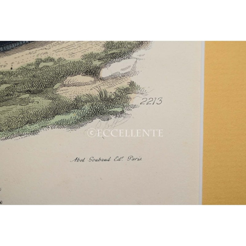 アンティーク雑貨】リトグラフ 19世紀モードスナップ（レッド・ブルー