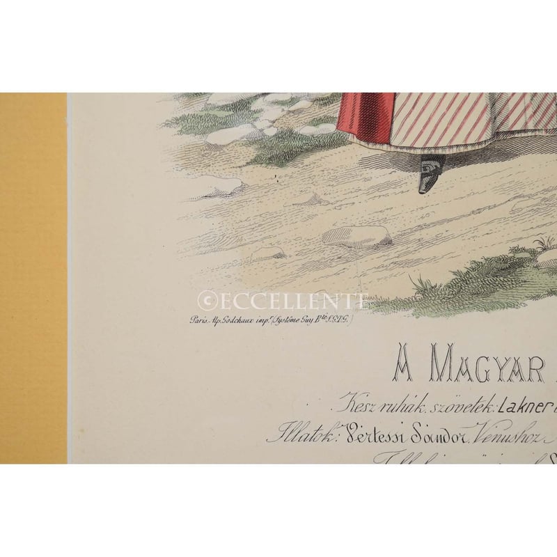 アンティーク雑貨】リトグラフ 19世紀モードスナップ（レッド・ブルー