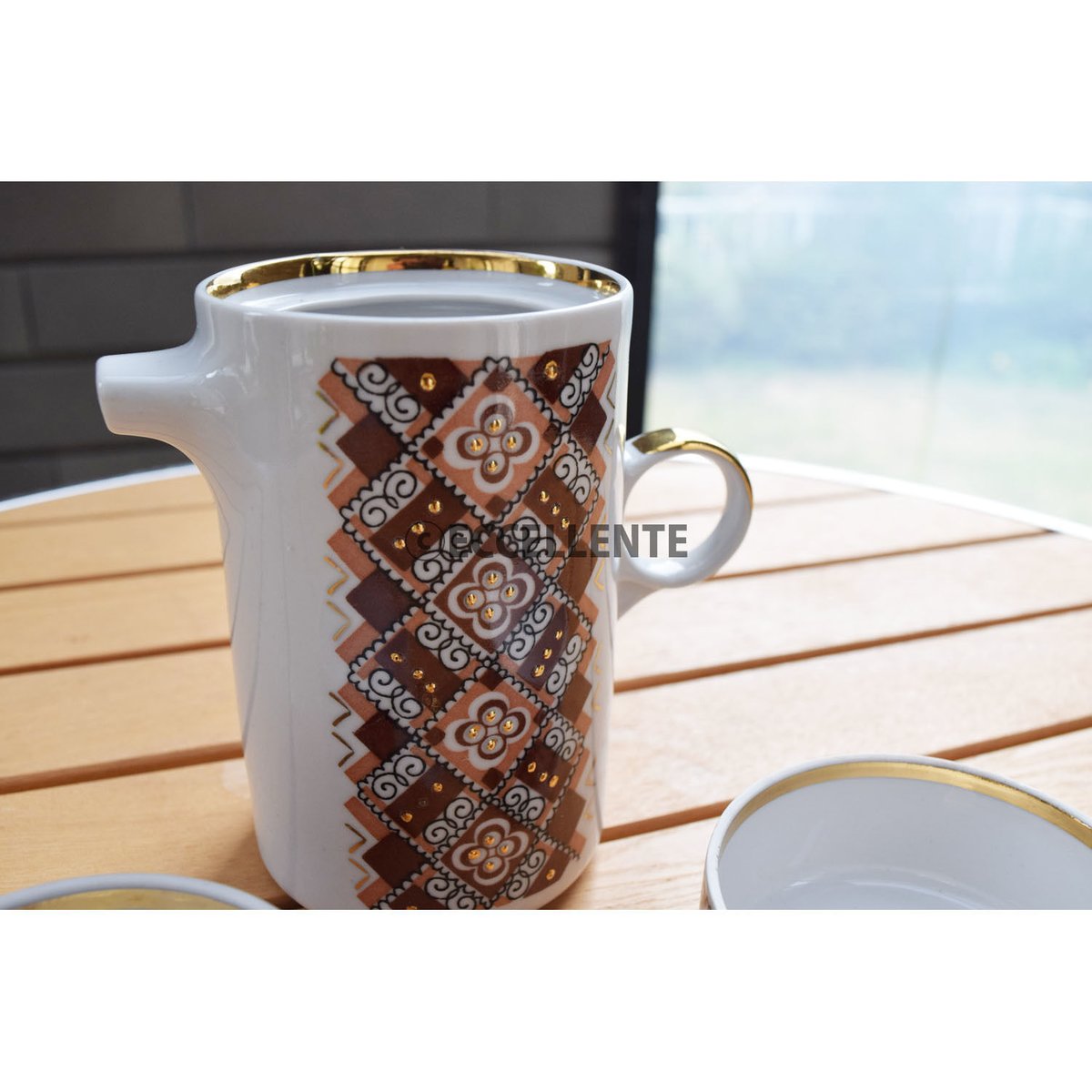 東欧ヴィンテージ】【リガ陶器工場】幾何学模様カップ＆ポット