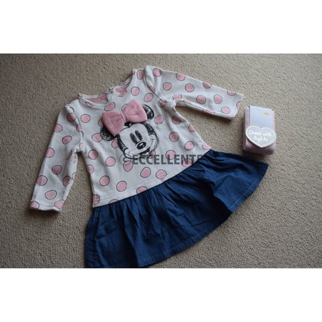 【プライマークベビー】PRIMARK BABY x DISNEY　ミニーちゃん立体リボンカットドレスセット