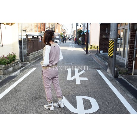 【プラムス】レーススウェット上下セット　ペールピンク