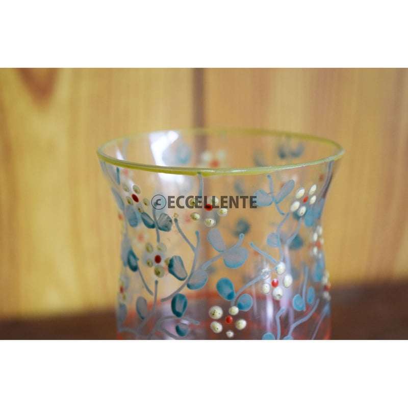 ボヘミアガラス　Bohemia glass 白被せ緑ガラス　ハンドペイント ボヘミアガラス Bohemia glass 白被せ緑ガラス ハンドペイント