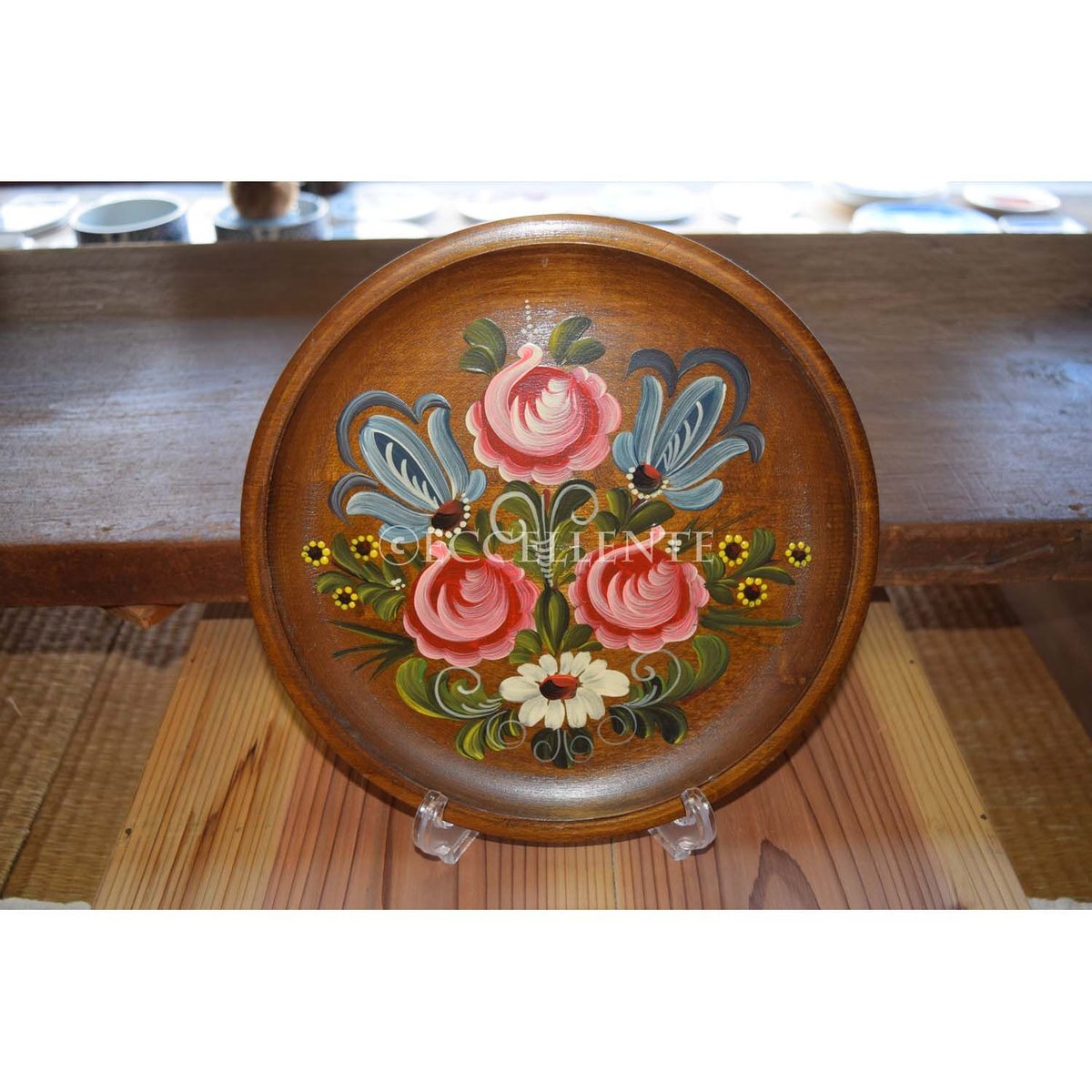 フランス　蚤の市　ヴィンテージ 花柄 木製 ベッドテーブル ハンドペイント fit=scale-down,w=1200