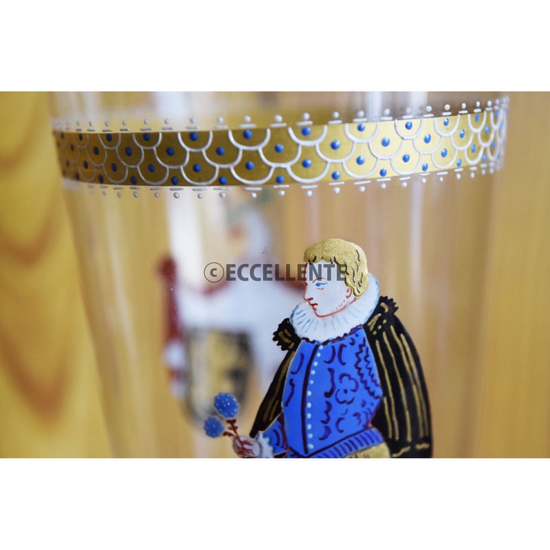 アンティーク洋食器】【バイエルンガラス】ペイントガラス 王族の