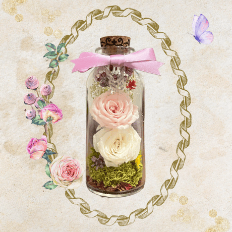 Bottle flower mini pink×white