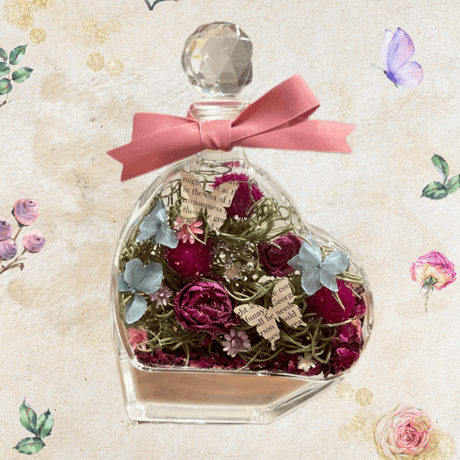 Botanical Heart Bottle flower Pink