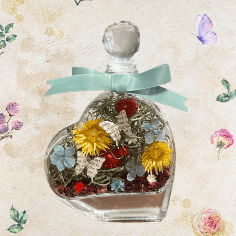 Botanical Heart Bottle flower YELLOW