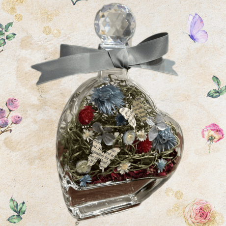 Botanical Heart Bottle flower blue